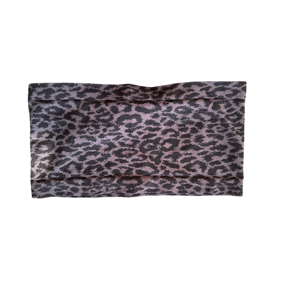 Skinnytees Leopard Print Bandeau Tube Top‎ Grey Black Seamless One Size J381